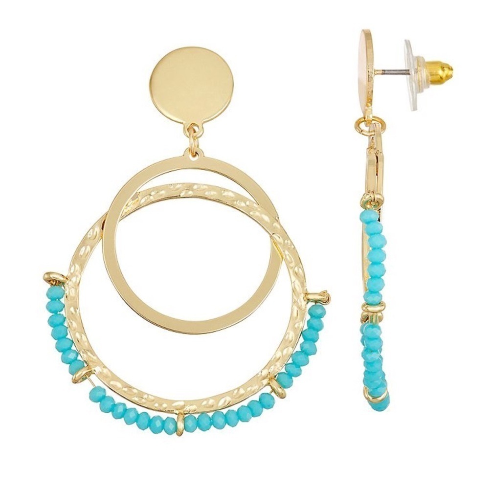 Sonoma | Gold Tone and Turquoise Colored Bead Earrings